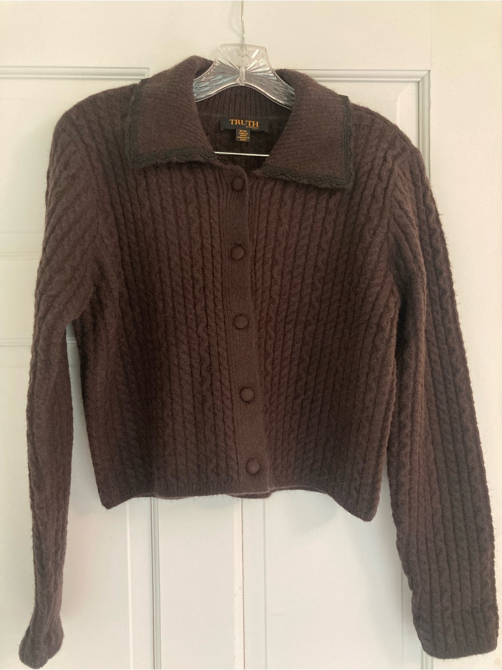 Chocolate Brown Cable-Knit Button Cardigan